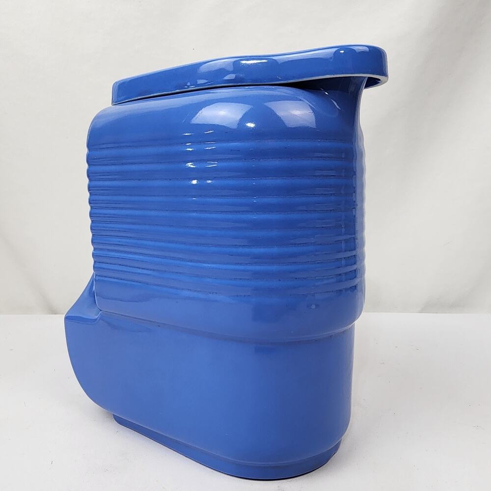 Hall China Westinghouse Refrigerator Water Pitcher 1930’s Blue USA Art Deco Lid